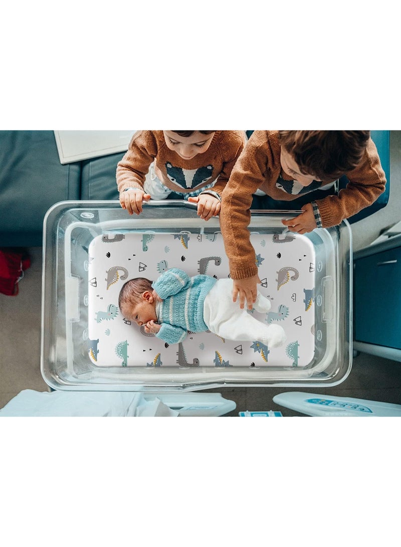 Stretch Ultra Soft Fitted Bassinet Sheet Set 2 Pack，Universal Cradle Sheet Set for Rectangle, Oval, or Hourglass Bassinet Pad/Mattress,Happy Dinosaurs for Girls and Boys - Image 5